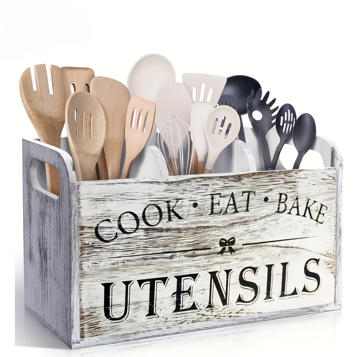 5pcs/Set Cutlery Rack Compartments Cutlery Box Wooden Cutlery Box Suitable For Kitchen Counters Cutlery Storage Box Fork Spoon by S And B Enterprise