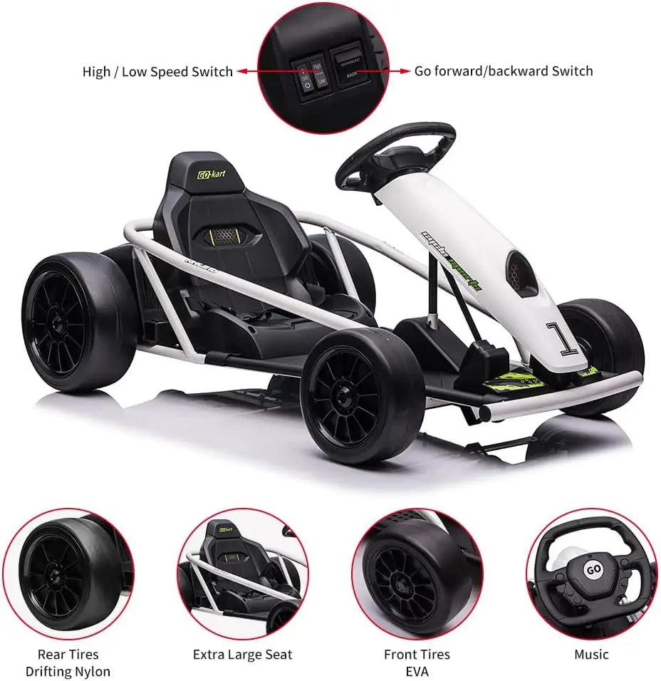 HiMISSE Premium Ride On Go Kart 24V Dual 300W Motors