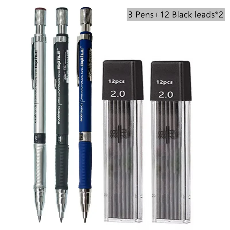 Mechanical Pencil Set With 2B Lead Refills For Writing And Sketching by S And B Enterprise