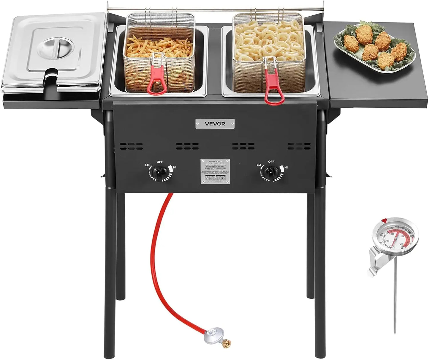 Outdoor Propane Deep Fryer With Double Burners And Stainless Steel