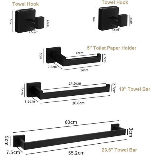 Toilet Paper Holder Towel Bar Set Stainless Steel 5Pcs