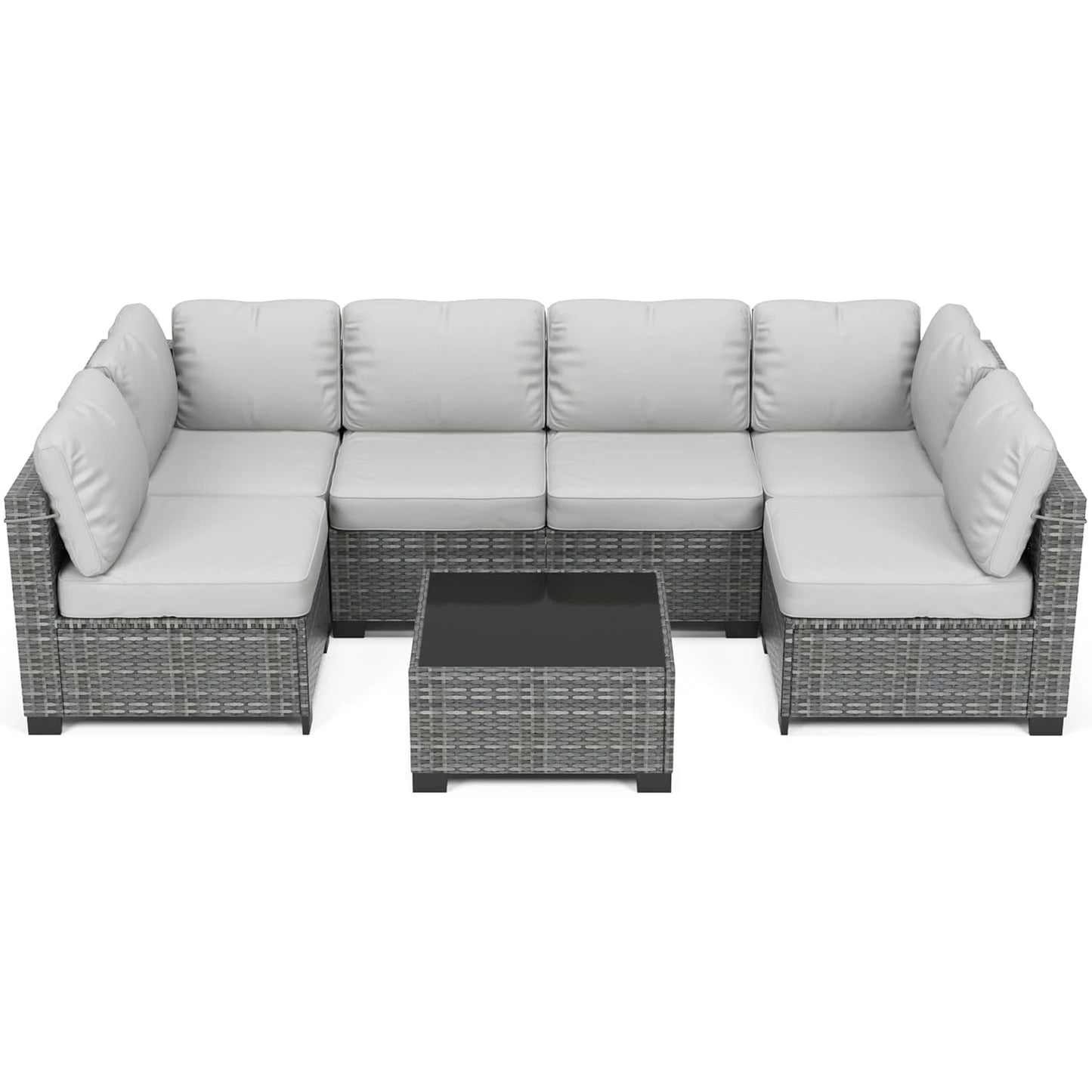 HobbyLane 7 Piece Modular Outdoor Furniture Set PE Rattan Wicker Garden
