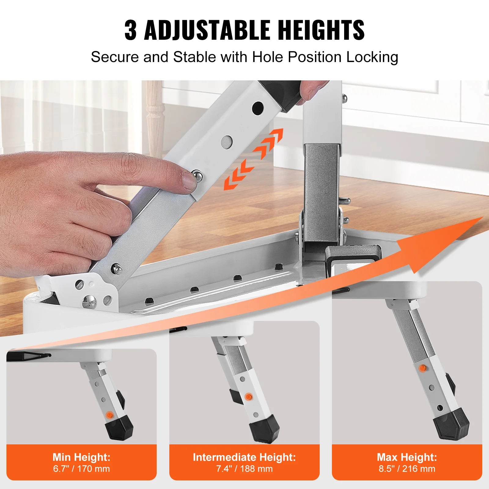 VEVOR Step Stool 1 Step 330lbs Capacity Adjustable Height Toddlers Adults Non Slip Sturdy For Office RVs Pets Bathrooms Bedrooms by S And B Enterprise