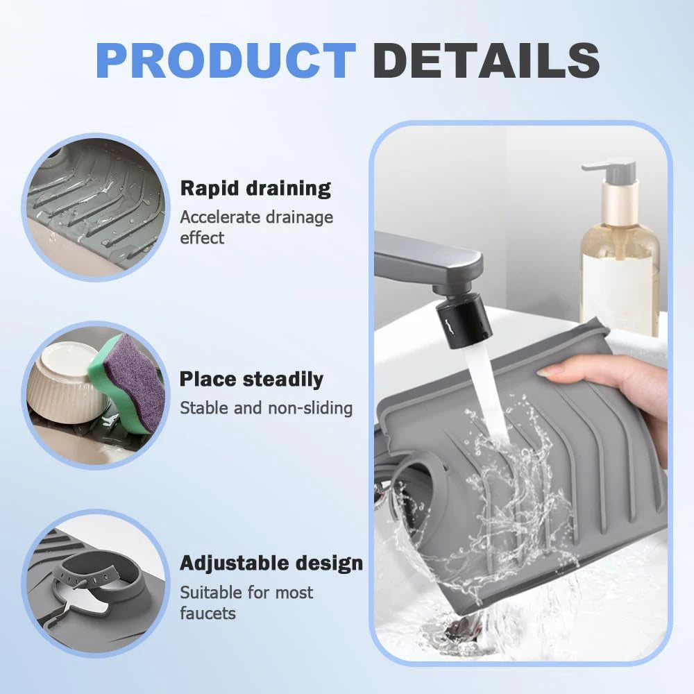 76cm Kitchen Sink Faucet Mat Foldable Faucet Mat Sink 30in Silicone Faucet Guard & Draining Pad Countertops Dry Splash Guard