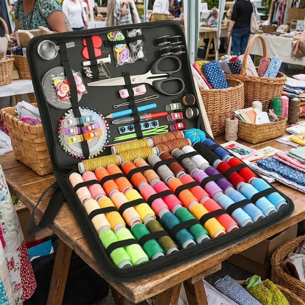 Portable Home Sewing Kit Complete Set With Threads Needles Scissors by S And B Enterprise