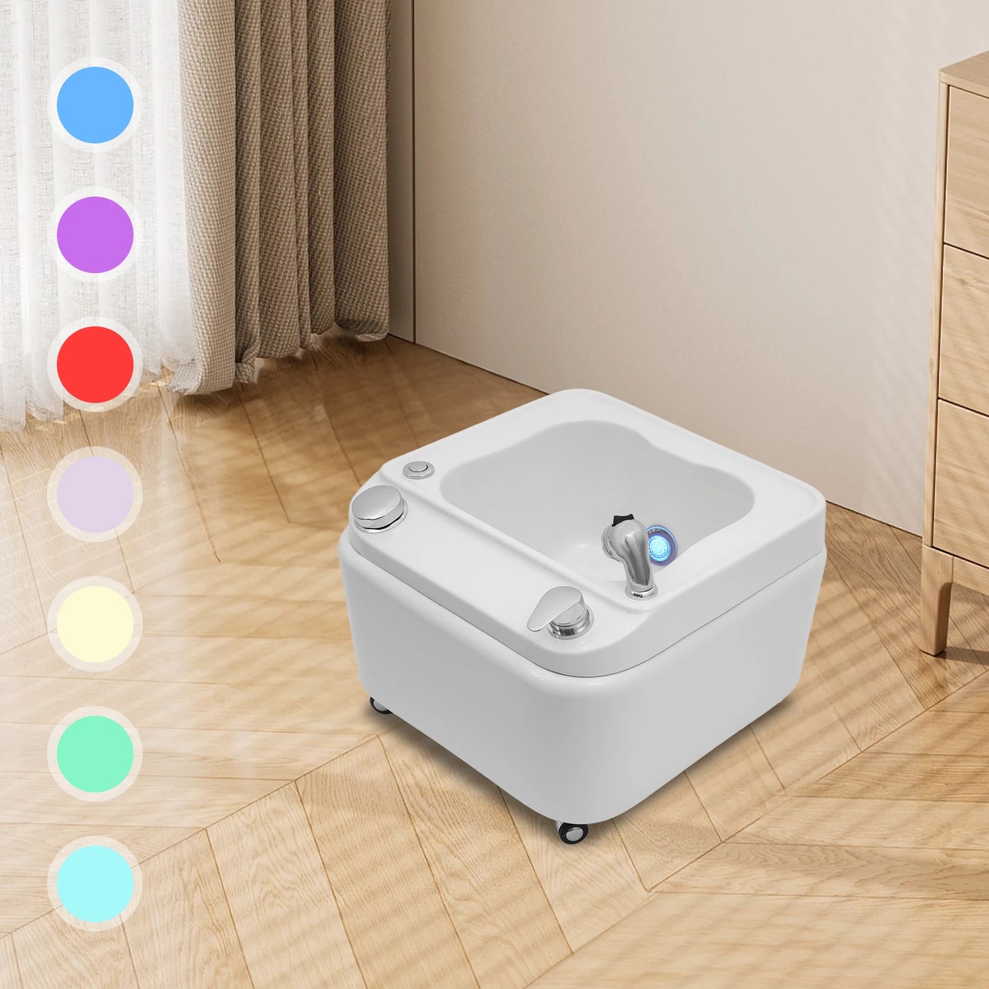Bymaocar Acrylic Footbath With Massage And LED Light Spa Tub