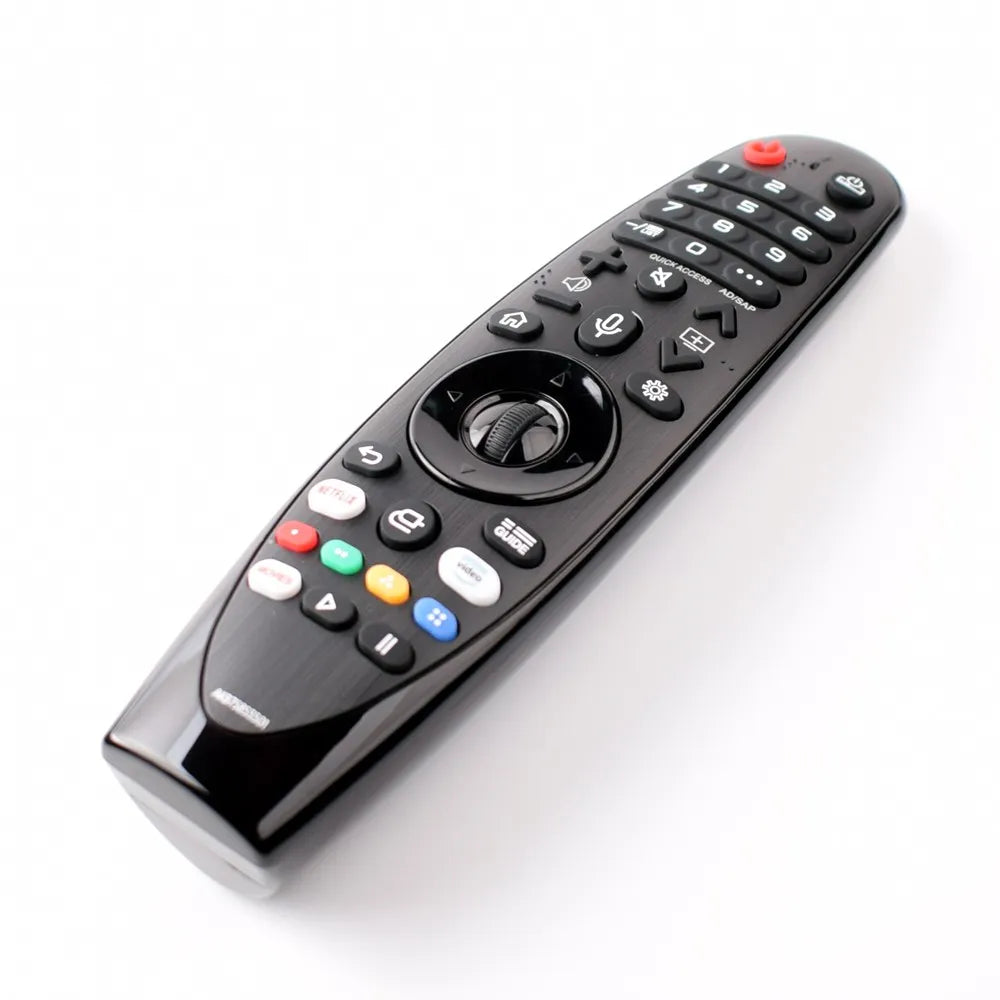 AKB75855501 smart TV remote control, black with color-coded buttons and circular navigation wheel