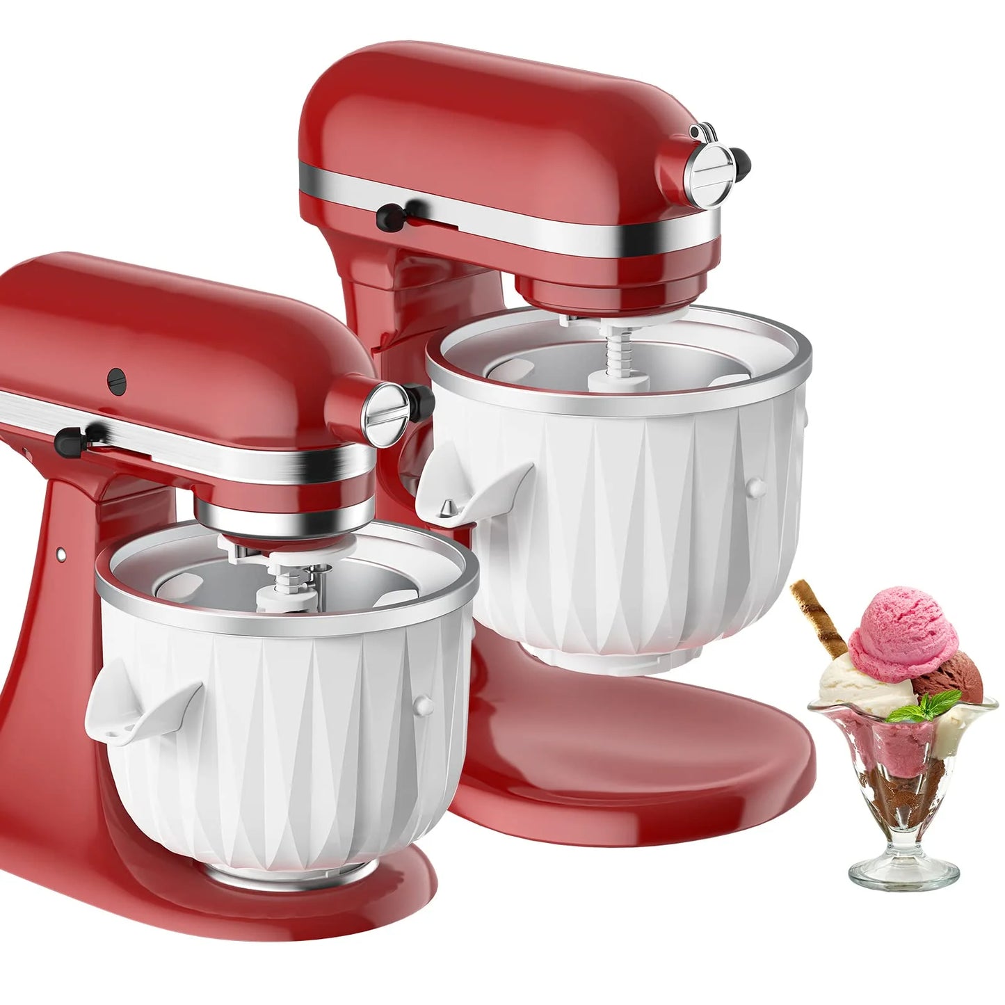 Ice Cream Maker Attachment for KitchenAid Stand Mixer 2 Qt Capacity Compatible with 4.5 Qt Frozen Yogurt Ice Cream Maker