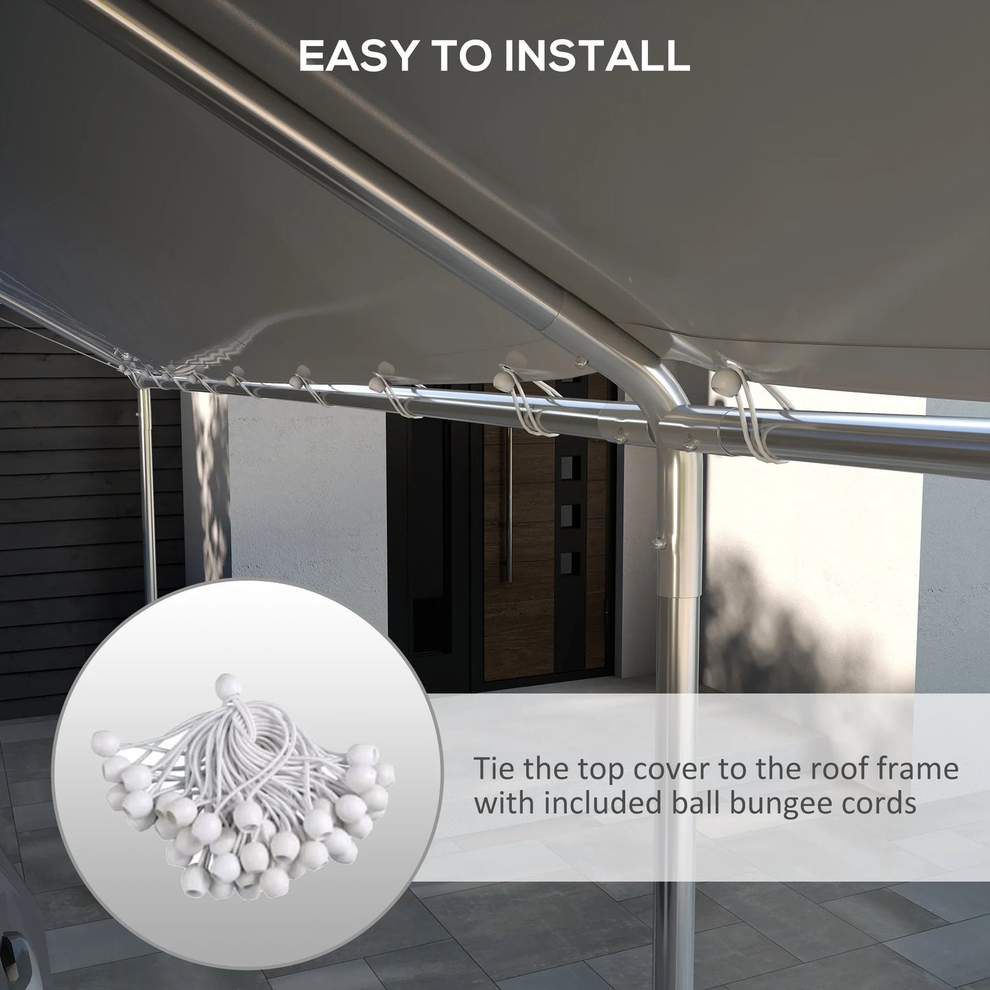 Carport canopy replacement cover 10' x 20', white, for 84C-159 series with ball bungee cords by S And B Enterprise