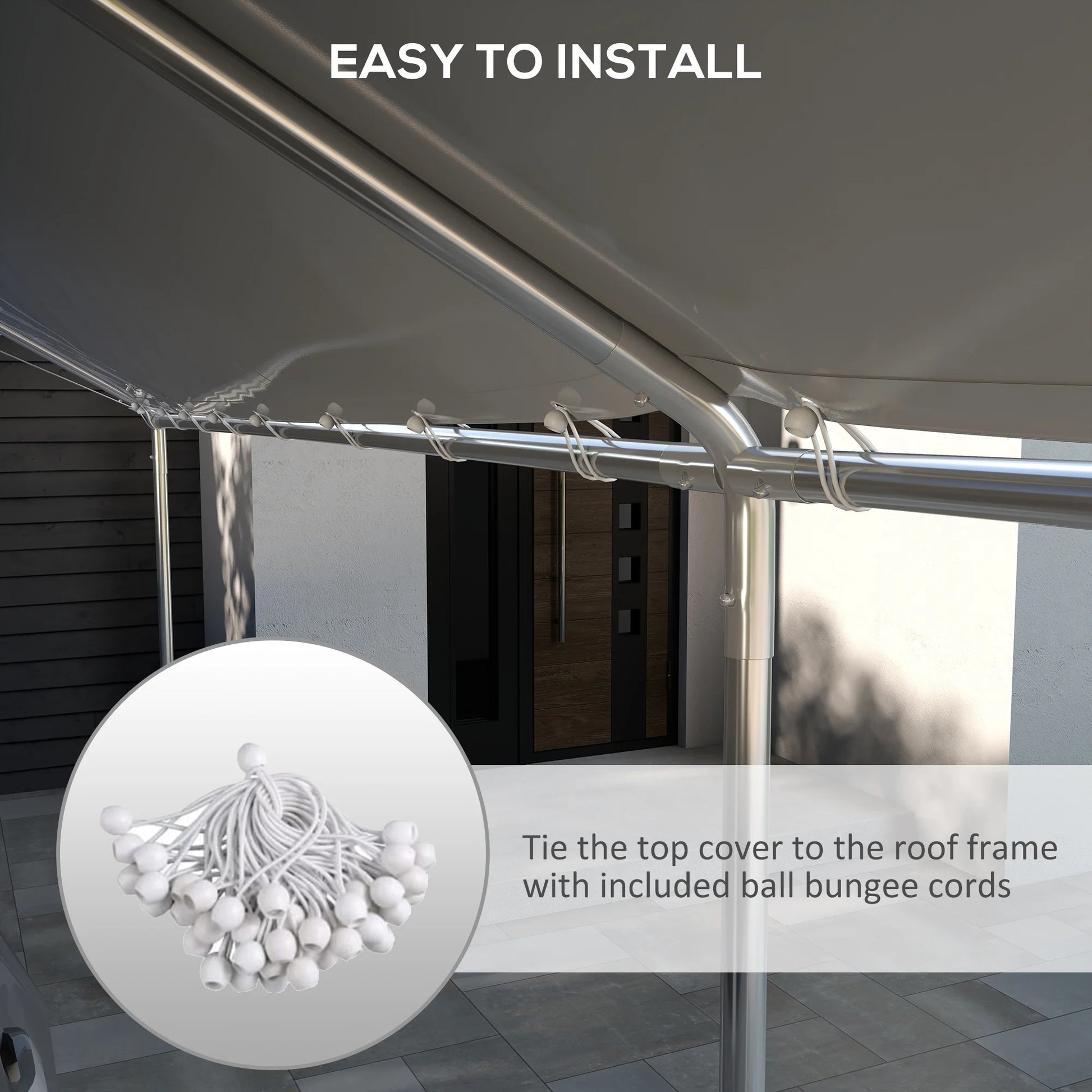 Carport canopy replacement cover 10' x 20', white, for 84C-159 series with ball bungee cords by S And B Enterprise