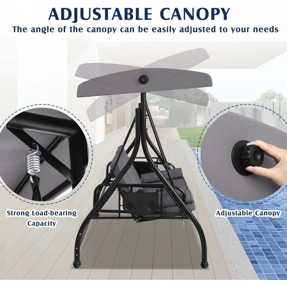Grepatio Outdoor Porch Swing with Canopy and Stand