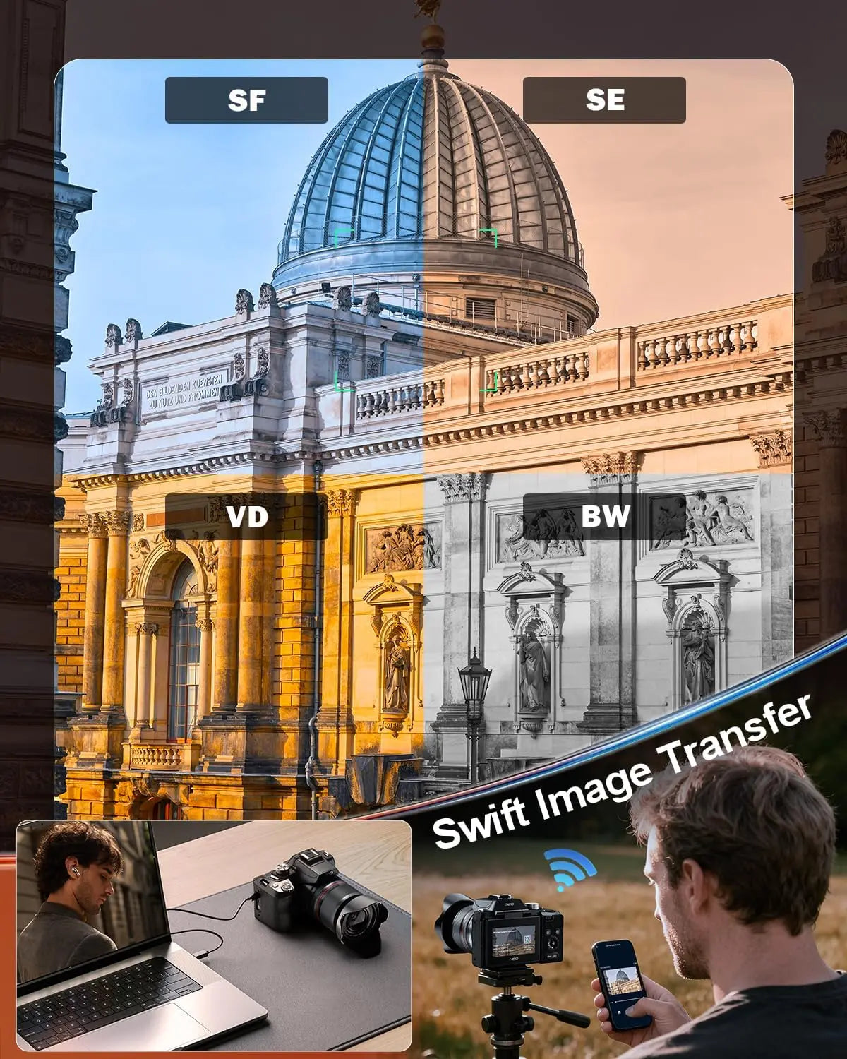 8K digital camera for photography and vlogging, black, 64MP, 16x optical zoom, flip screen; includes 2 batteries and 64GB card