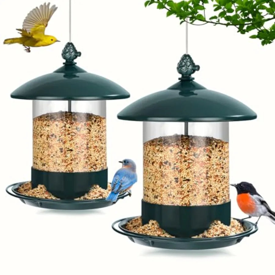 Metal Bird Feeders Outdoor Hanging Weather Resistant 360 Degree Tray by S And B Enterprise
