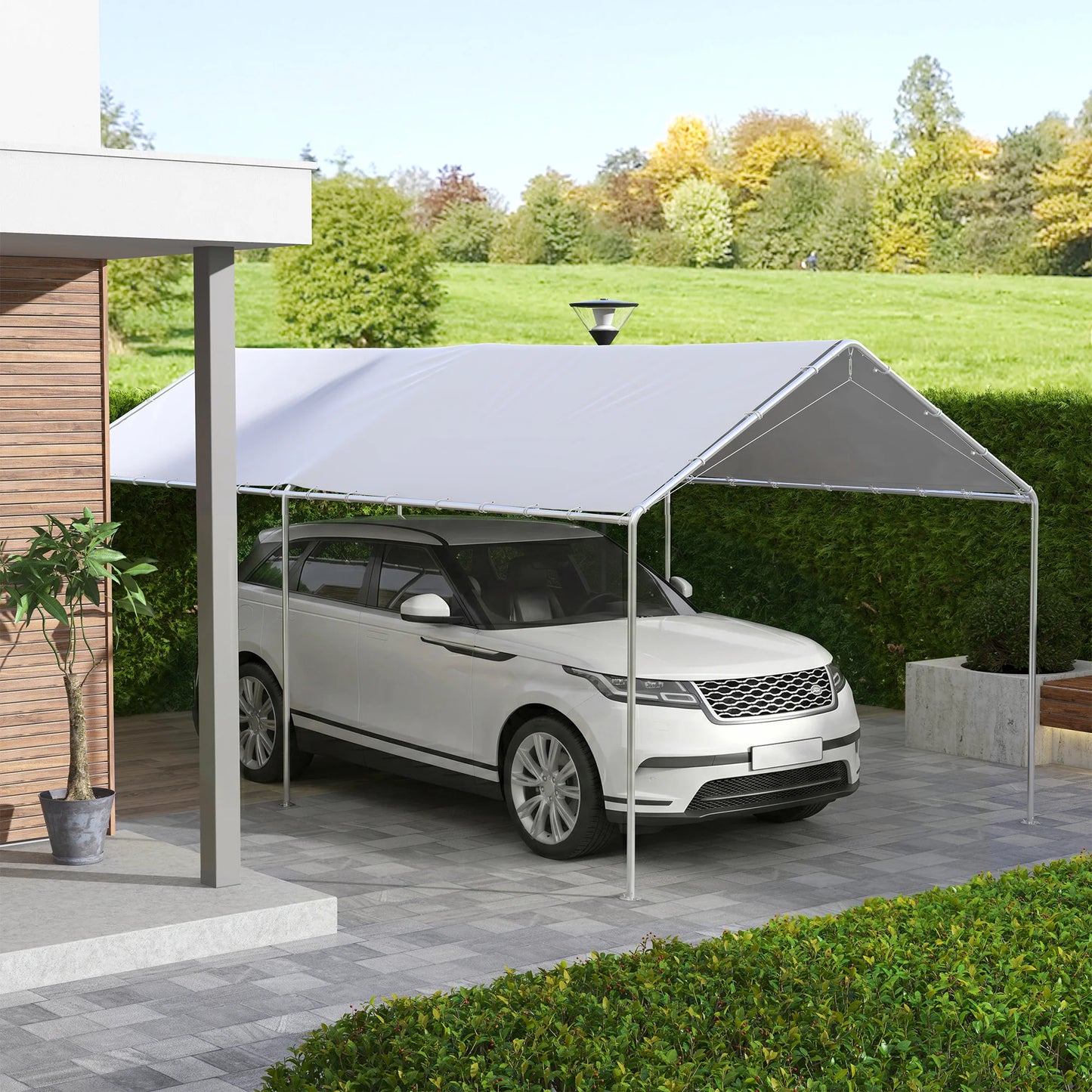 Carport canopy cover, 10x20, white, for 84C-159 series, with ball bungee cords.