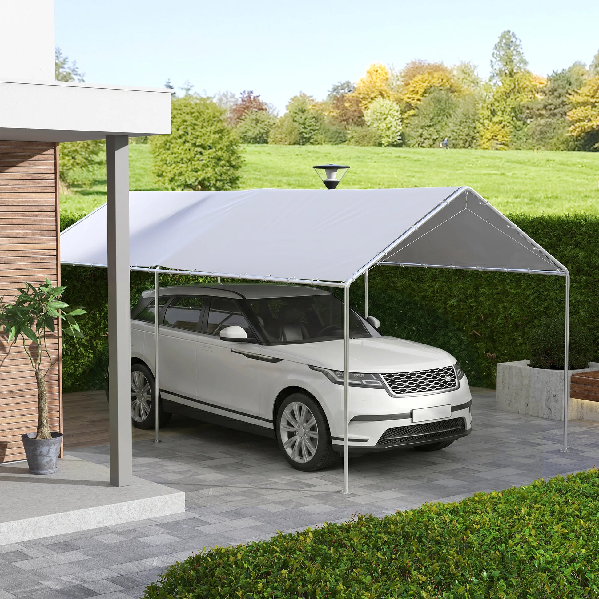 Carport canopy cover, 10x20, white, for 84C-159 series, with ball bungee cords.