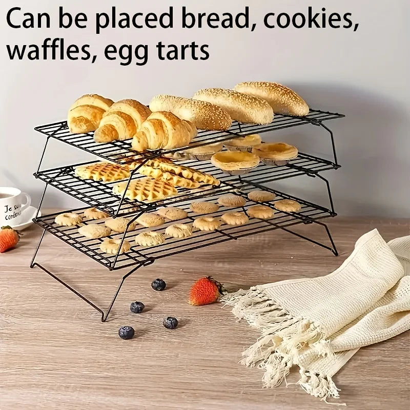 FAIS DU 1/2/3pcs Stackable Cooling Rack for Baking Nonstick Metal Cake Cooling Rack Grid Net Baking Tray Oven Cooling Rac by S And B Enterprise