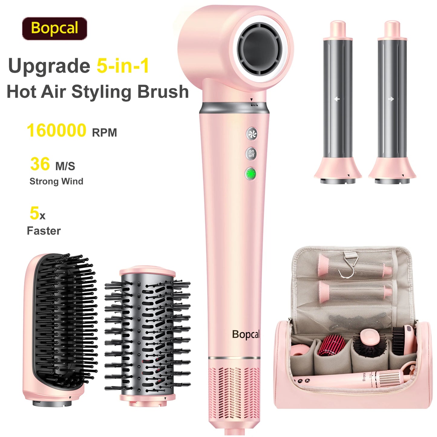 BOPCAL 5 In 1 High Speed Hair Dryer Set With Hot Air Comb by S And B Enterprise