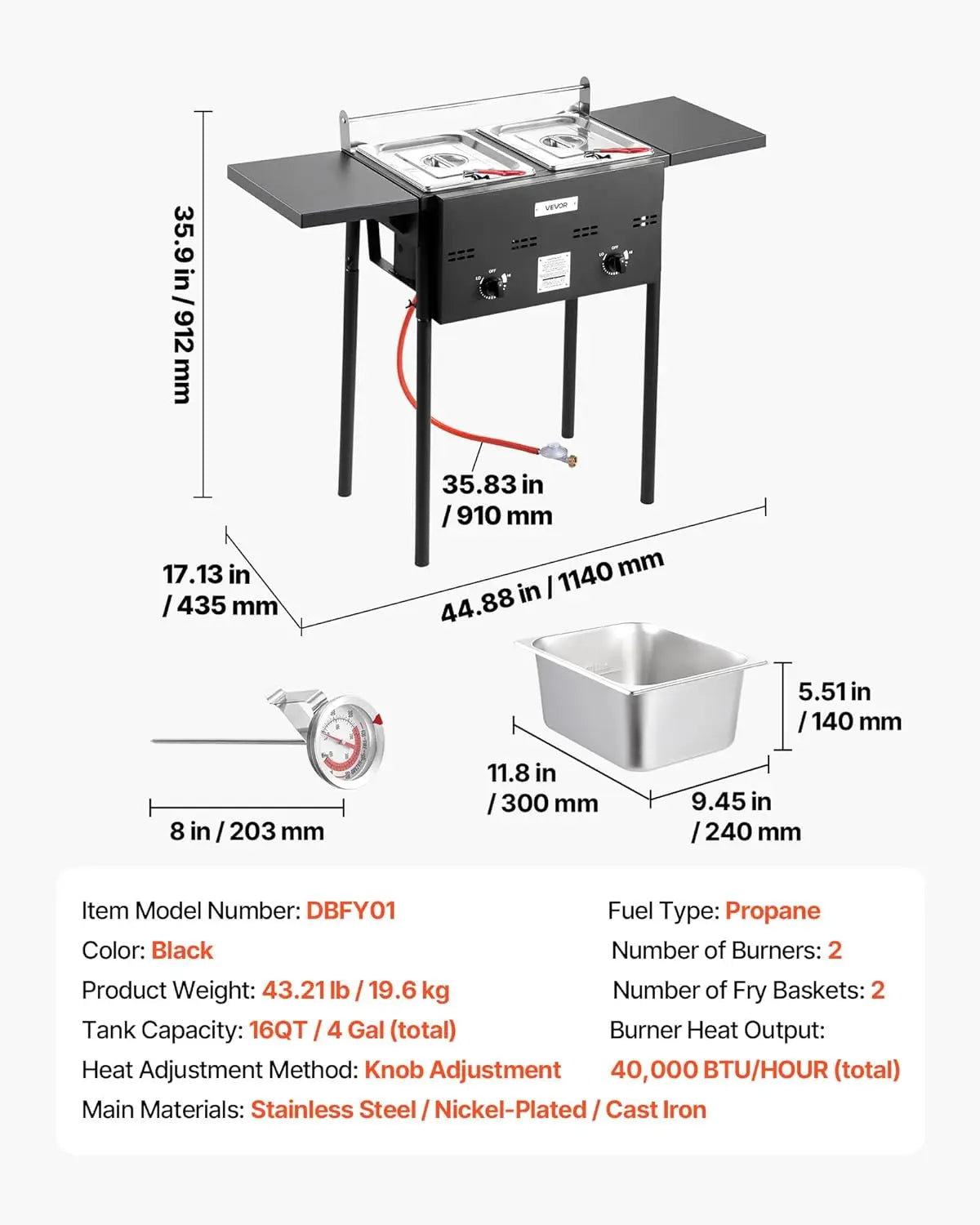 Outdoor Propane Deep Fryer With Double Burners And Stainless Steel