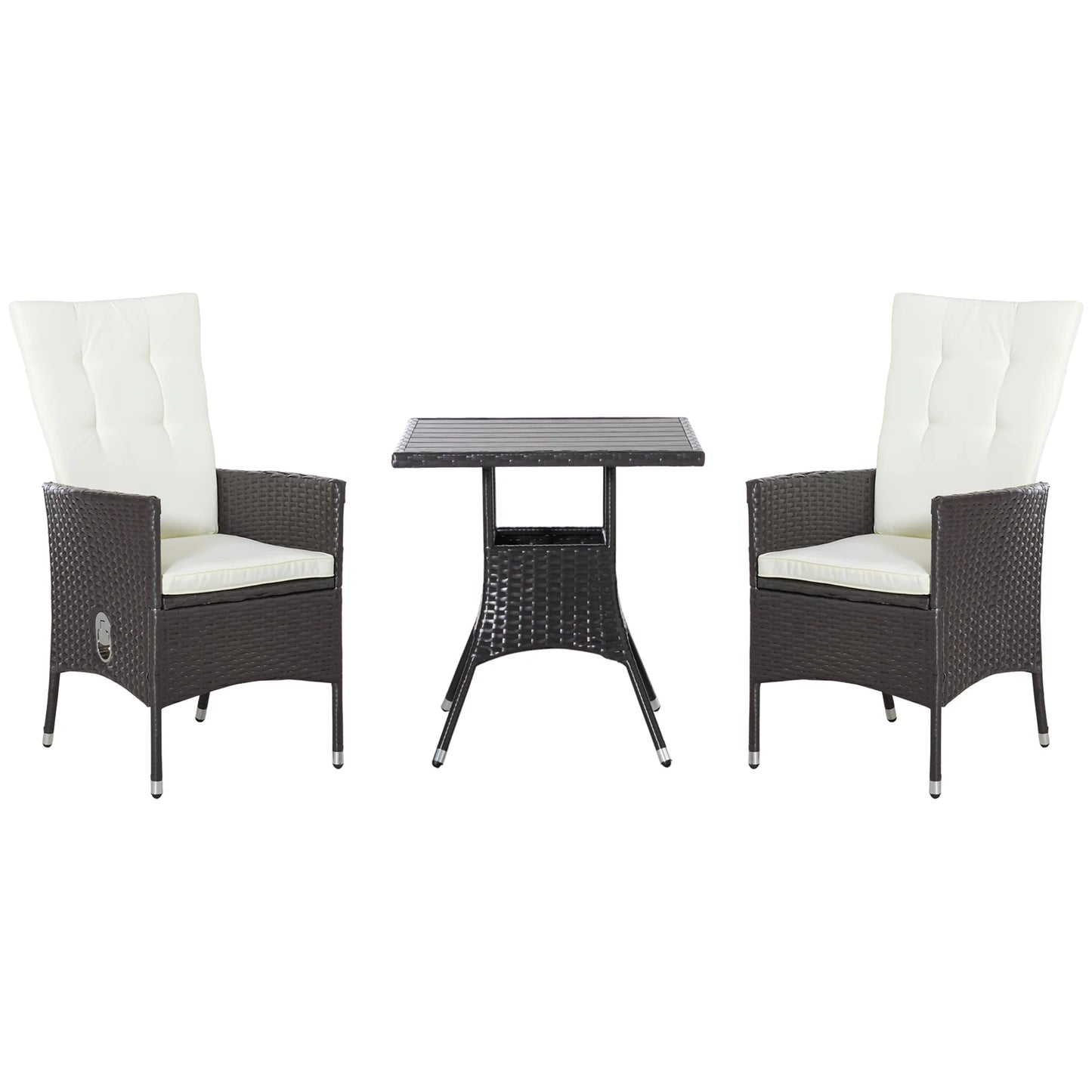 3pcs Patio Reclining Chair Set Rattan Wicker Furniture, Armchairs, Table, White by S And B Enterprise