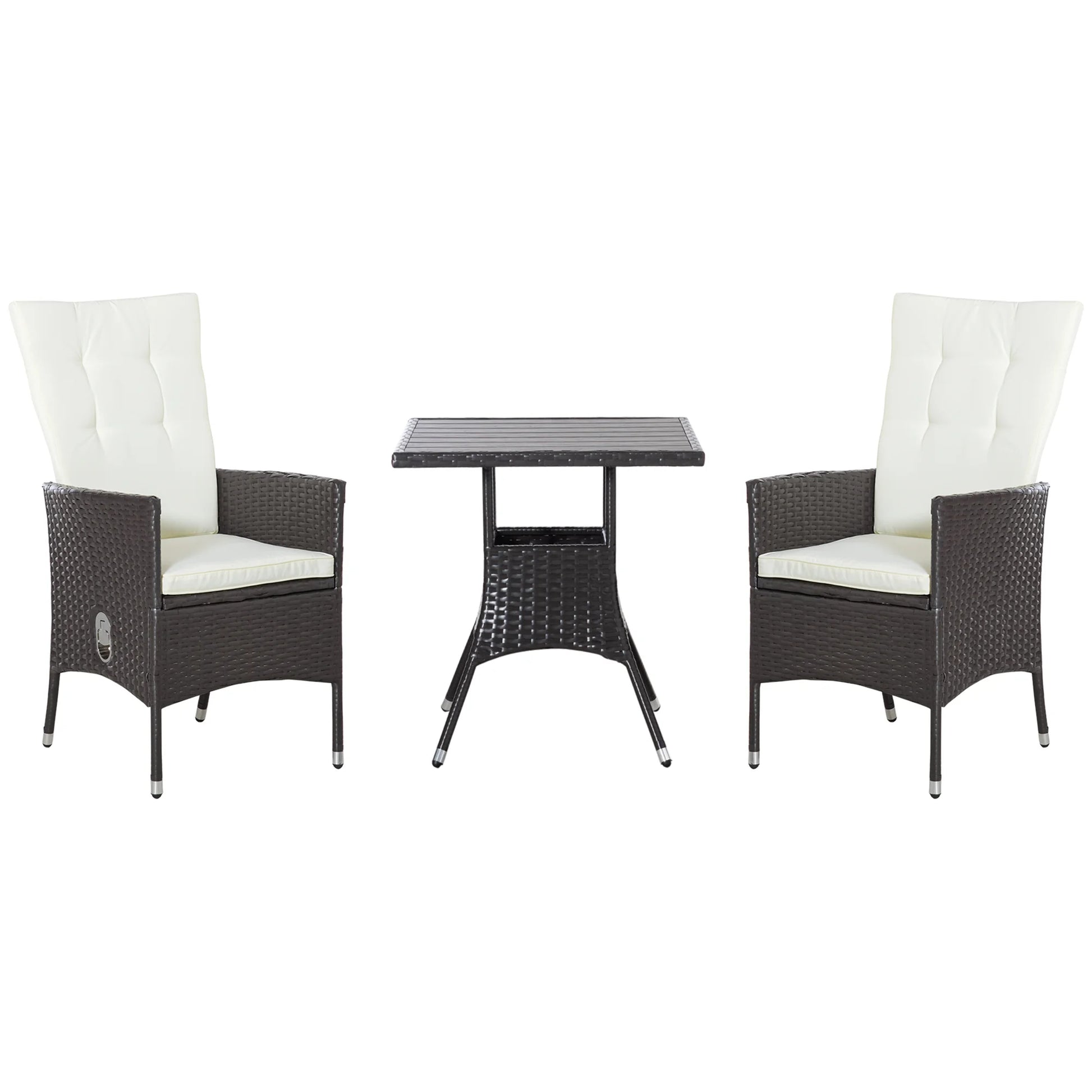 3pcs Patio Reclining Chair Set Rattan Wicker Furniture, Armchairs, Table, White by S And B Enterprise