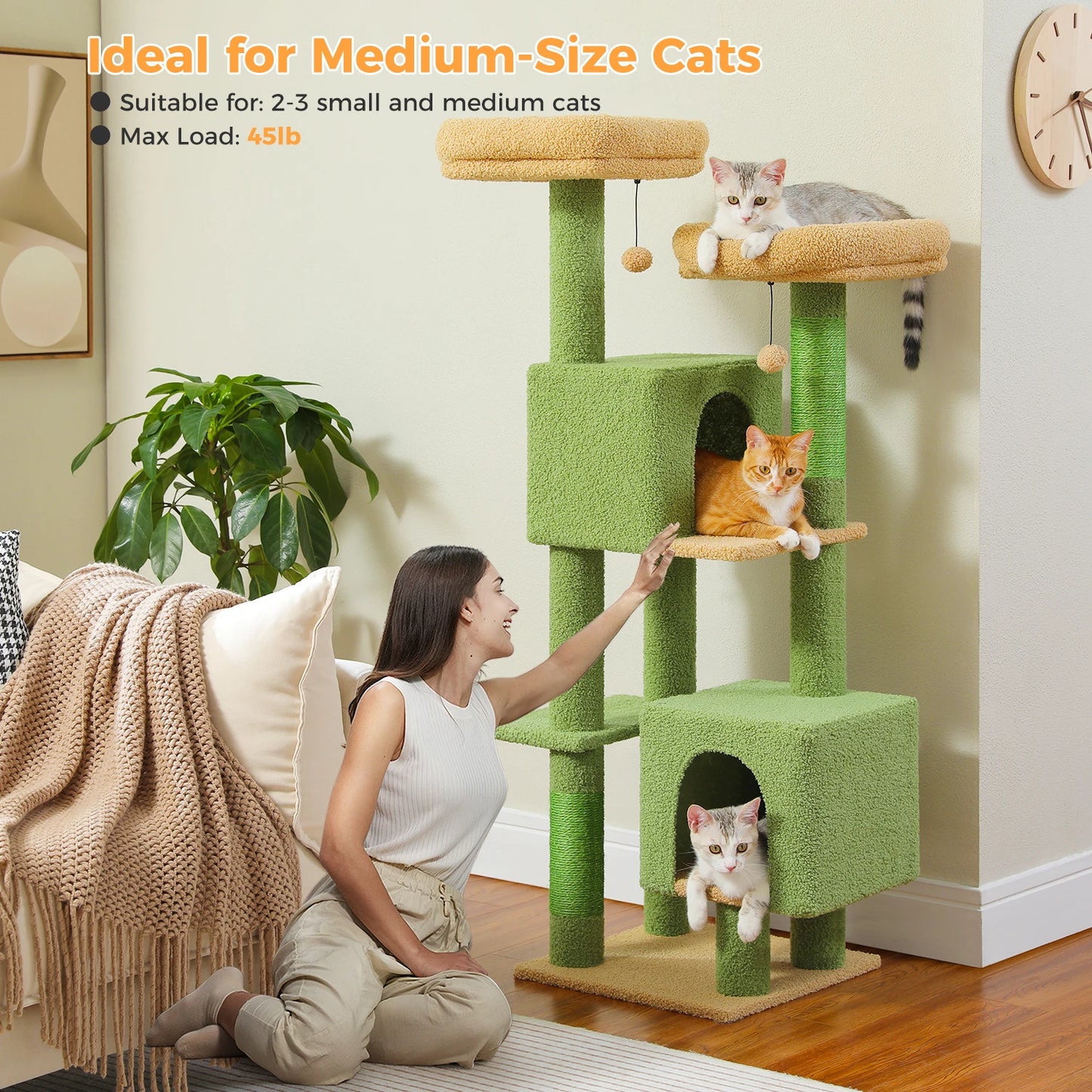 PAWZ Road Cactus Cat Tree Indoor Cat Tower Scratching Posts