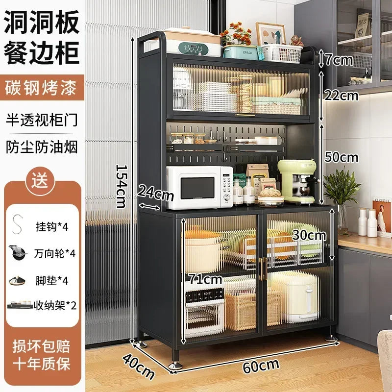 Modern Kitchen Cabinet Hutch Movable Full Door Glass Cabinet Storage Display Cupboards Multi-functional Cupboard Storage Door by S And B Enterprise