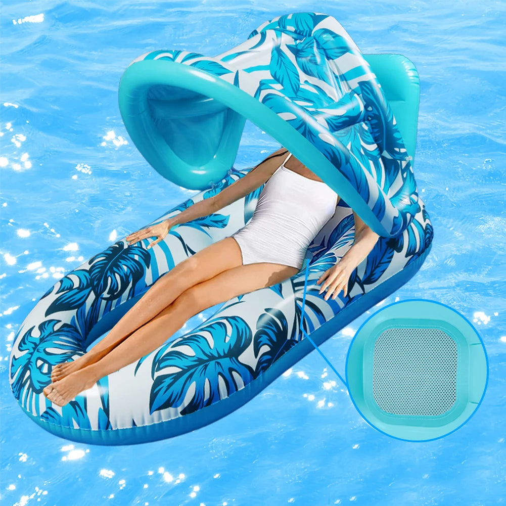 Summer Inflatable Floating Lounger Mattress With Sunshade For Pool by S And B Enterprise