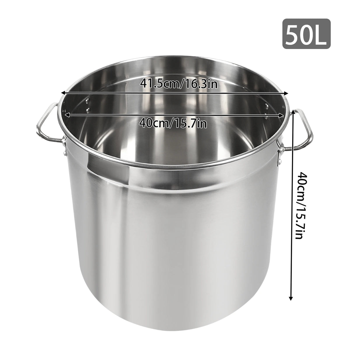 Soup pot with lid and handles, stainless steel stock pot, 50L capacity
