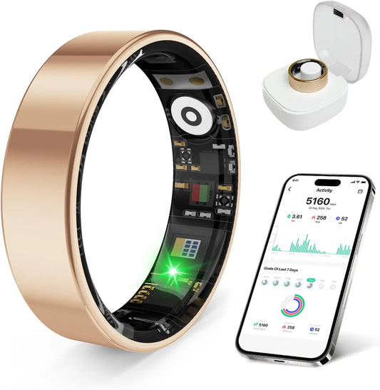 Smart Ring Health Tracker iOS Android IP68 Waterproof No Subscription by S And B Enterprise