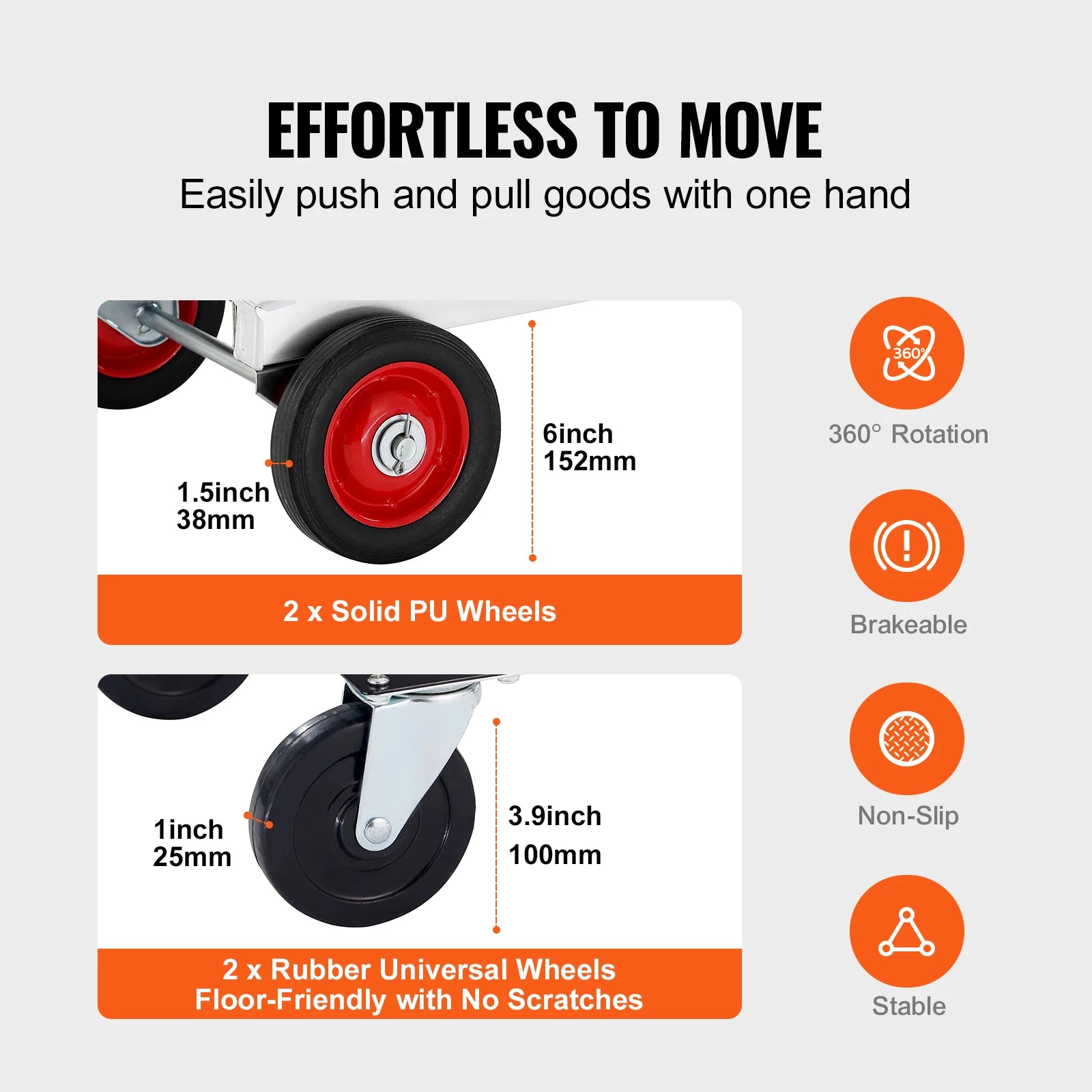 Folding hand truck by SucceBuy (S And B Enterprise) with red PU wheels and 400 lb capacity