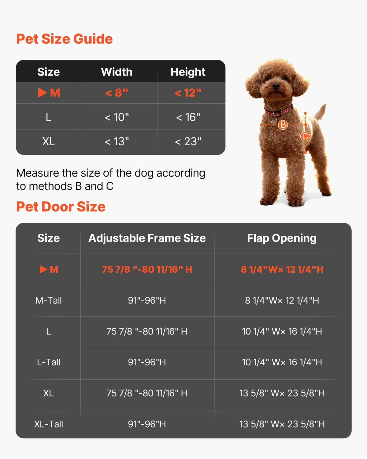Dog door for sliding glass door by S And B Enterprise; adjustable 91–96 in aluminum frame with 8 1/4 × 12 1/4 in flap for renters