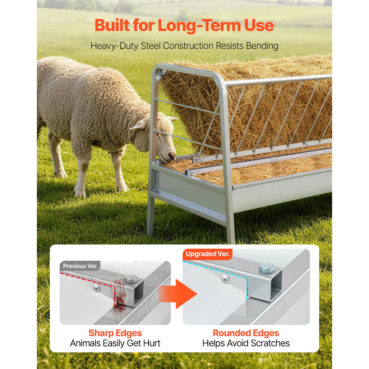 Livestock hay feeder 2-in-1, 80-Gal capacity; silver galvanized metal by S And B Enterprise