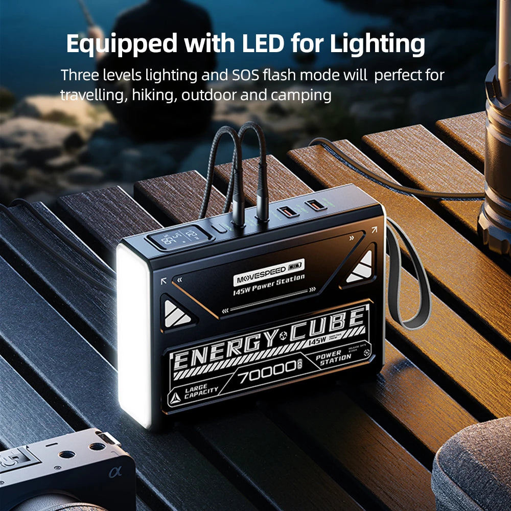 MOVESPEED LED Camping Lantern 70000mAh Large Capacity Battery w/ Rechargeable Lamp LED Emergency Light for Outdoor Power Outage by S And B Enterprise