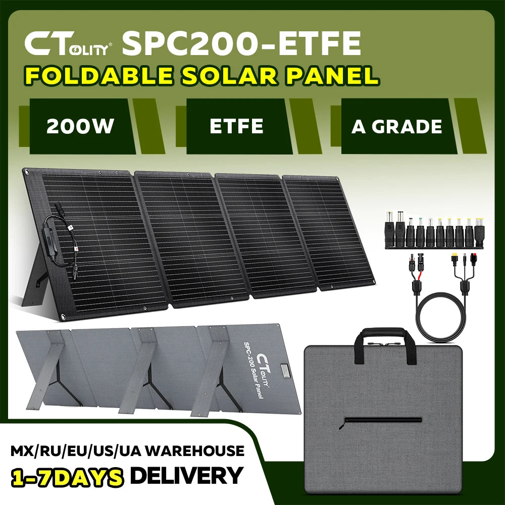 CTOLITY SPC100 SPC200 100W 200W Foldable ETFE Solar Panel 20.5V 600D Wear-resistant Waterproof Kit Portable Solar Charger for Power Station Camping Hiking Outdoor by S And B Enterprise