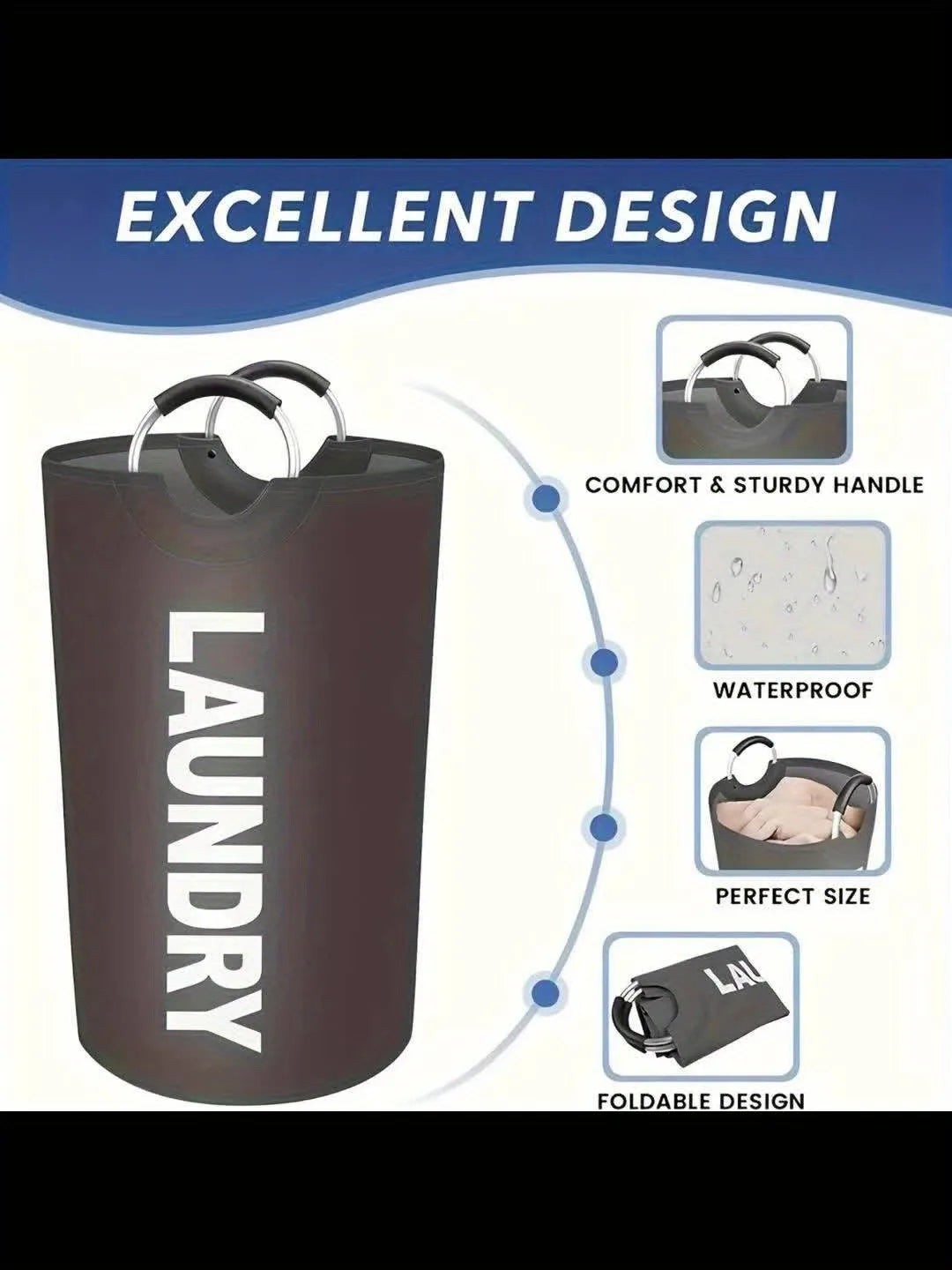 Large Laundry Basket - with Foldable Laundry Bags, Foldable High Quality Laundry Baskets, Available In Different Sizes, Suitable for Multi-purpose Storage In Bathrooms, Laundry Rooms, Balconies, And Dormitories, Of High Quali by S And B Enterprise