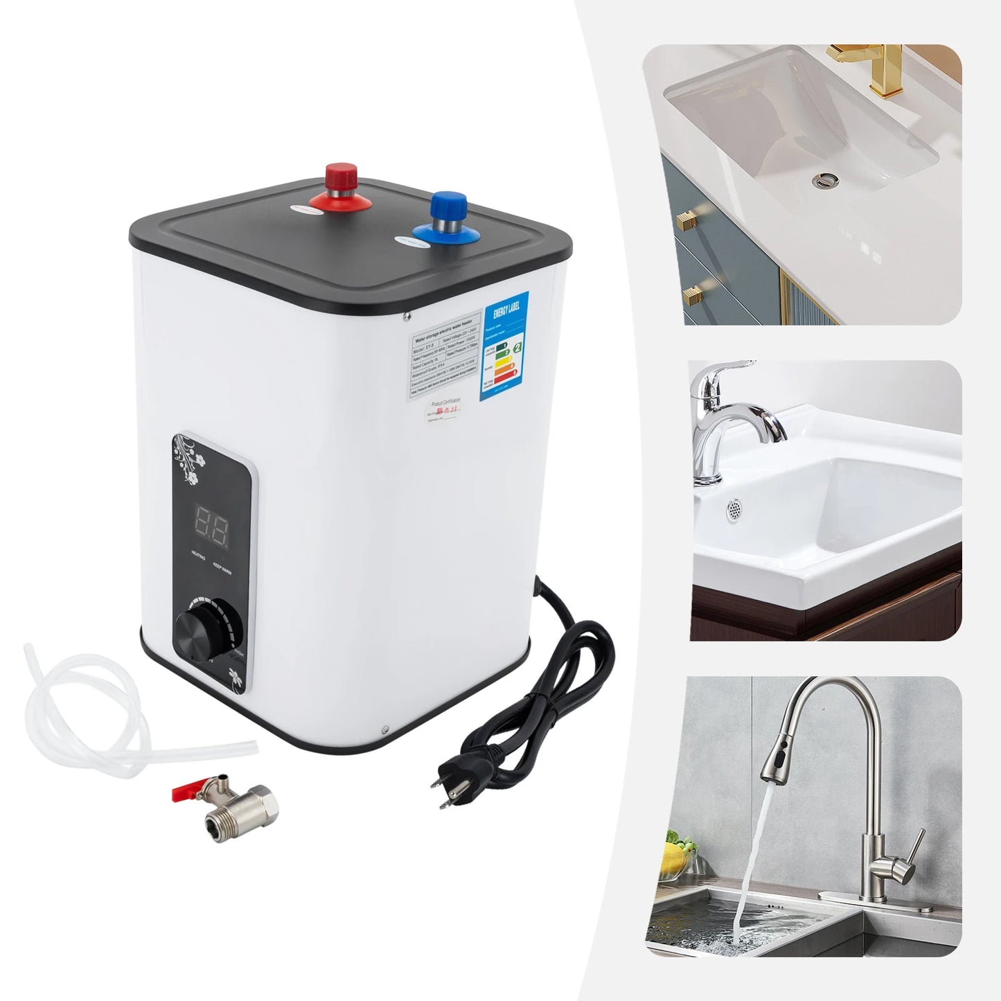 Sweetmile Electric Mini Tank Water Heater Rectangular Instant Hot Water