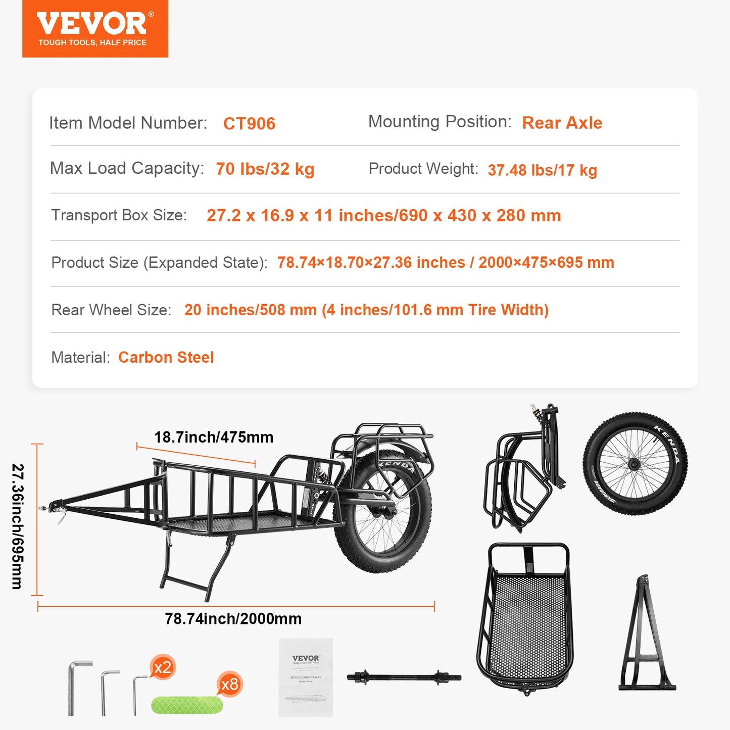 Bike Cargo Trailer With Universal Hitch Storage Cart