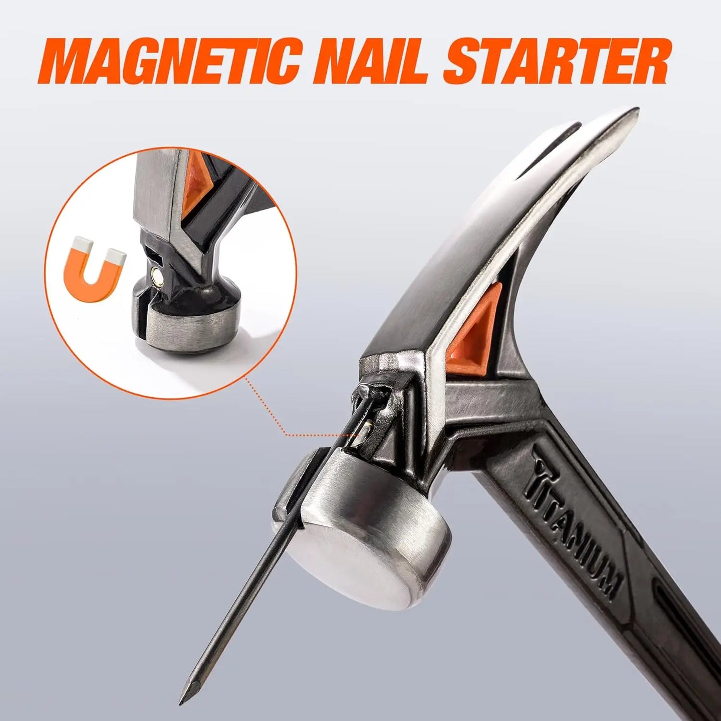 Titanium Framing Hammer With Magnetic Nail Starter Anti Vibration Design