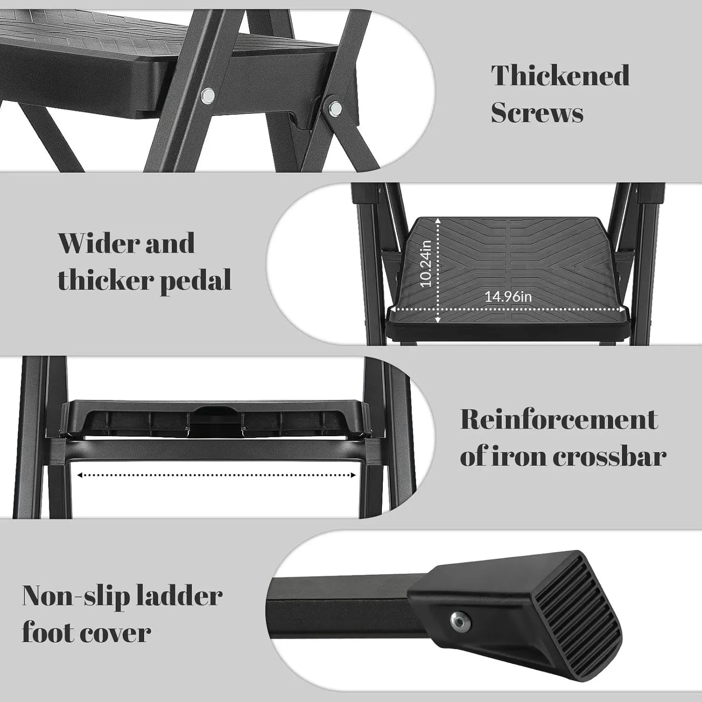 5 Step Ladder with Handrail & Tool Tray, 660 lbs Capacity, Anti-Slip Wide Pedal, Sturdy Steel for Home Kitchen Outdoor by S And B Enterprise