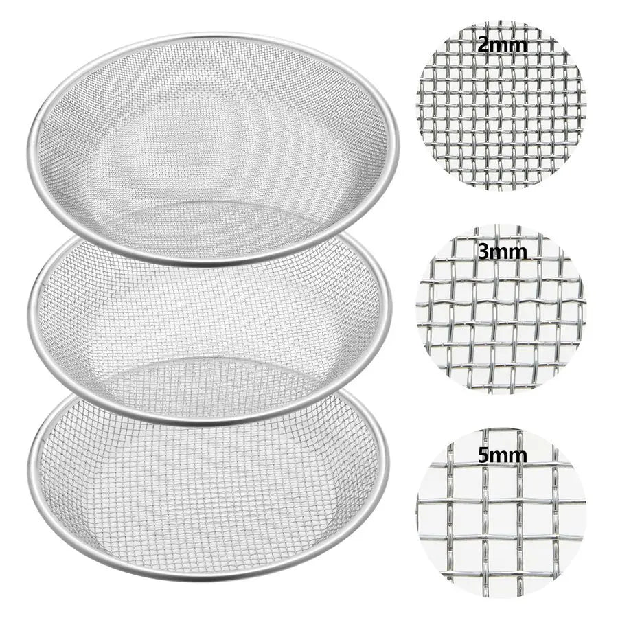 3 Pack Stainless Steel Sand Sifter For Garden Soil