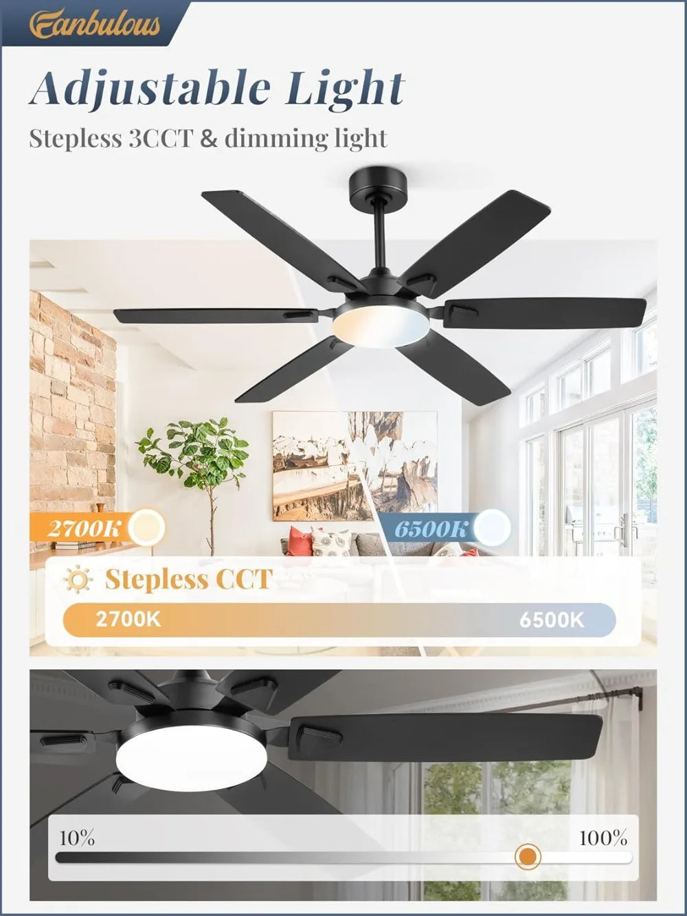 Ceiling Fan With Lights, Quiet DC Motor, Reversible Blades by S And B Enterprise
