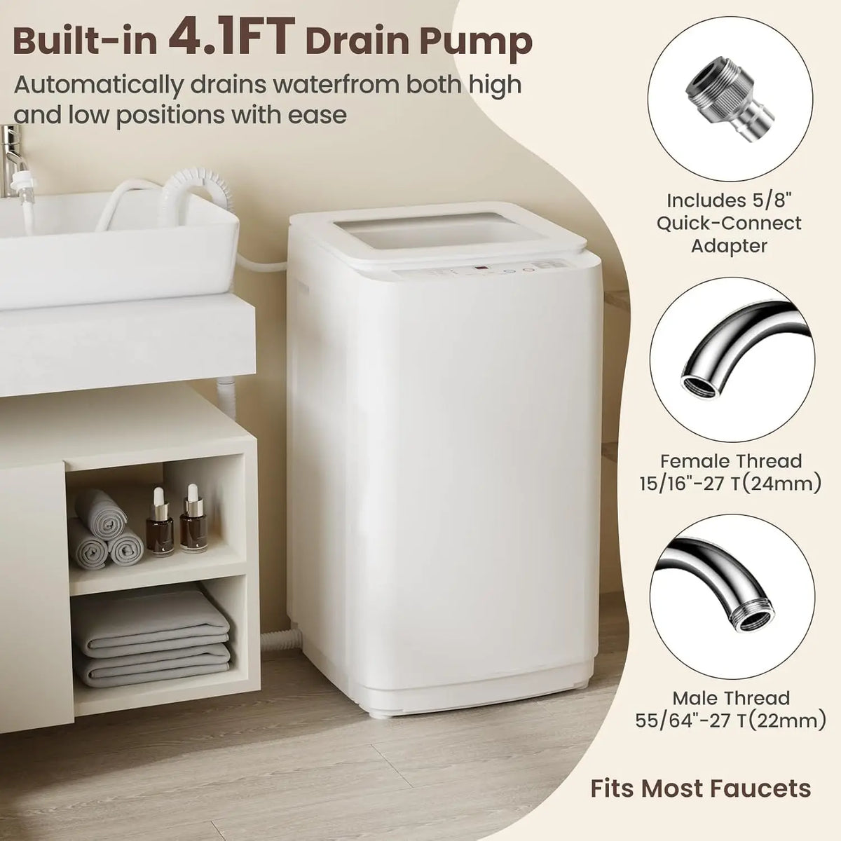 Portable washer and dryer set by S And B Enterprise, white with 14 lb washer and 1.5 cu ft dryer.