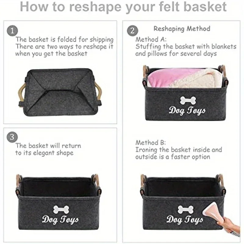 Felt Dog Toy Box Organizer For Home Storage Basket by S And B Enterprise