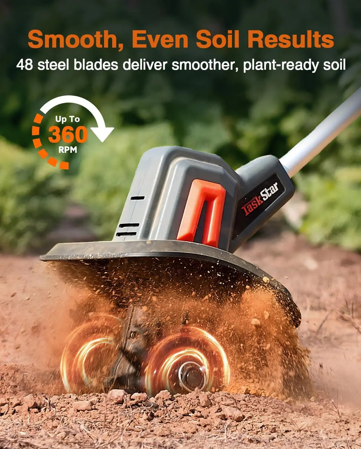 Cordless Tiller Cultivator 21V Garden Rototiller For Soil