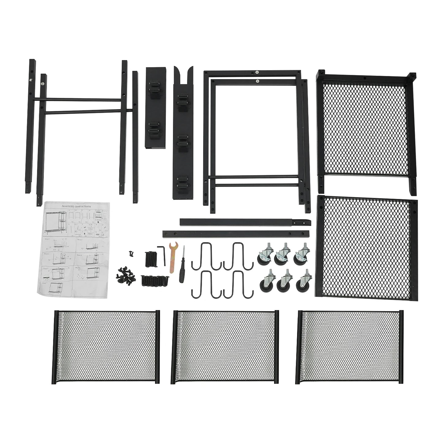 Iron Cleaning Tool Storage Cart On 6 Wheels With Hooks And Shelves by S And B Enterprise