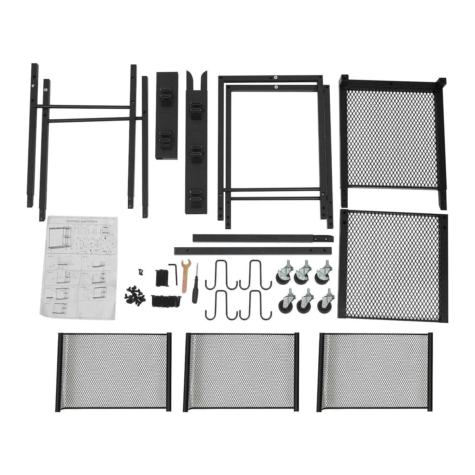 Iron Cleaning Tool Storage Cart On 6 Wheels With Hooks And Shelves by S And B Enterprise