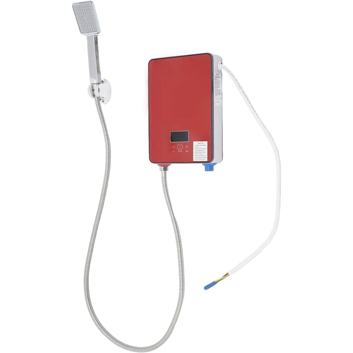 S And B Enterprise 6500W red wall-mounted instant electric tankless water heater with stainless steel shower hose
