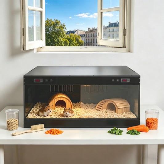 Reptile Terrarium With Viewing Window And Dual Temperature Controllers by S And B Enterprise