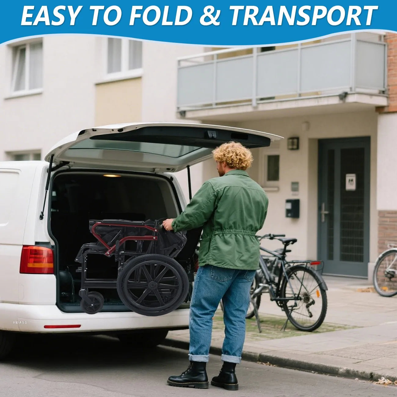 BROOBEY Lightweight Travel Wheelchair Foldable Hand Push