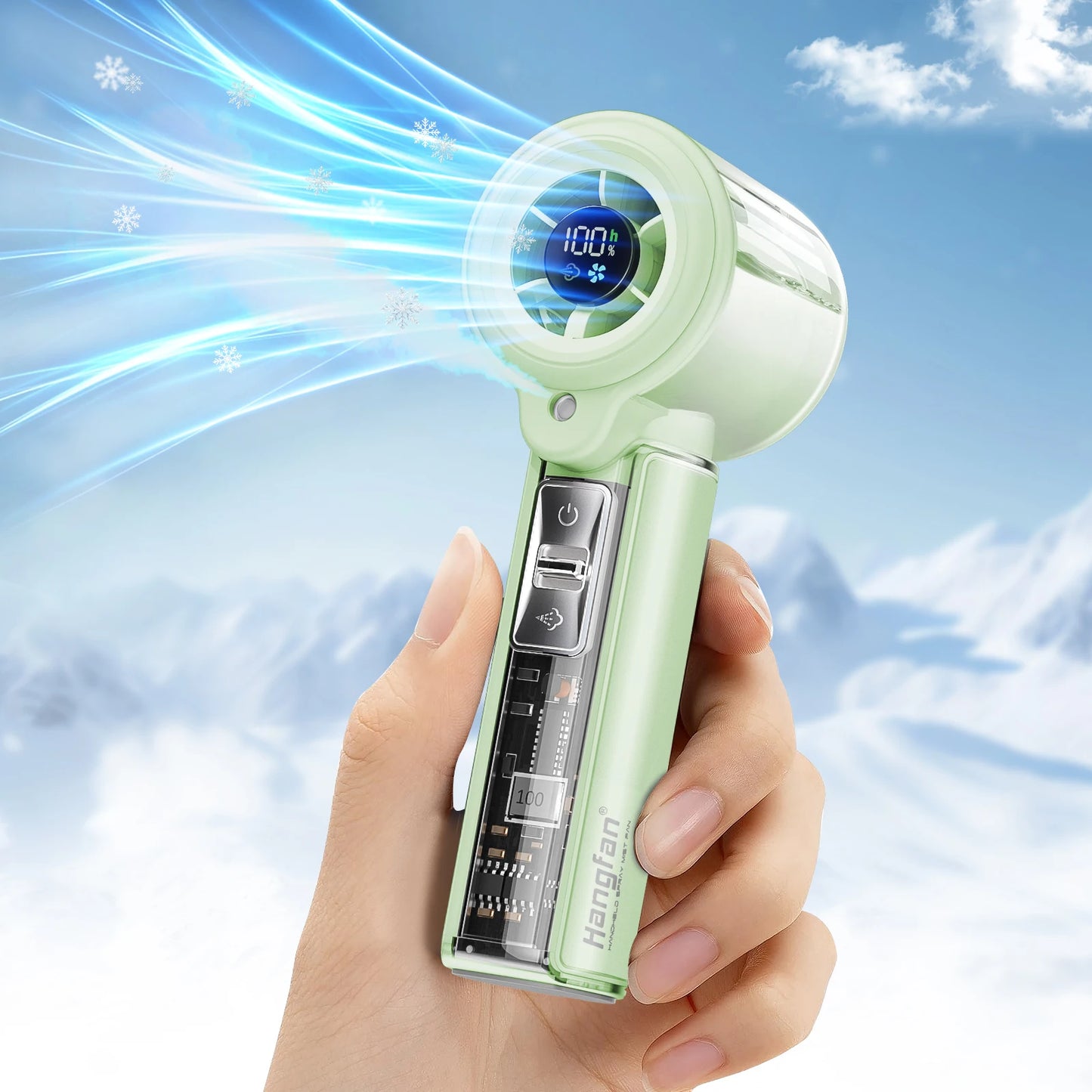 Hangfan Portable Spray Handheld Fan With USB Rechargeable Battery